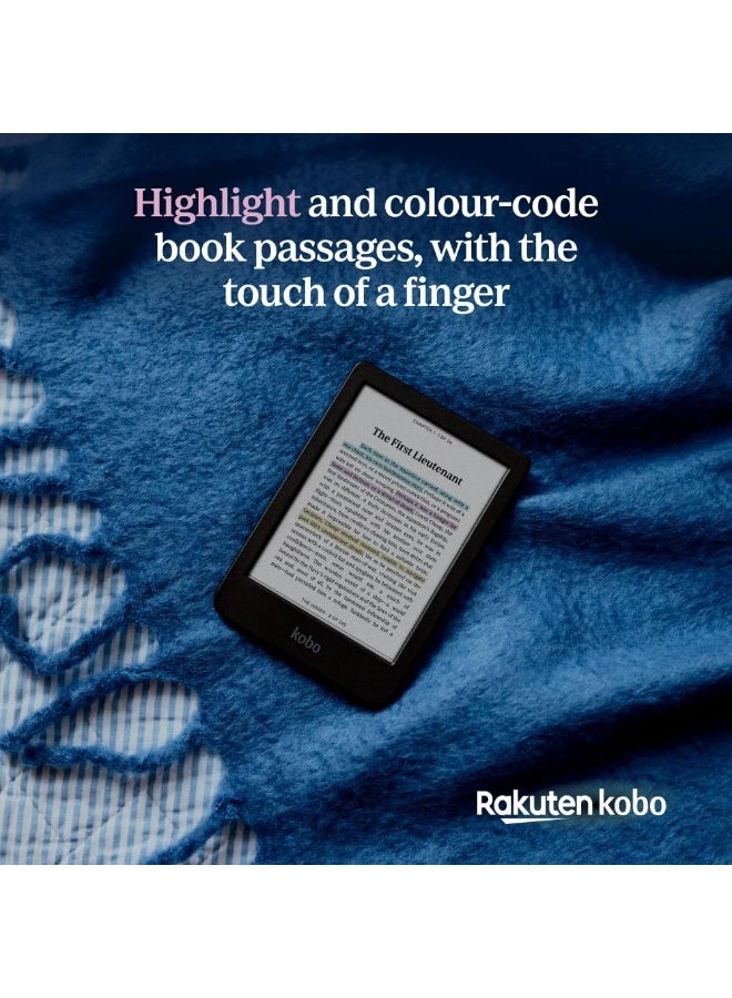 كوبو قارئ الكتب الإلكترونية Kobo Clara Colour | شاشة E Ink ملونة مقاس 6 بوصات خالية من الوهج | وضع داكن | مقاوم للماء | يدعم الكتب الصوتية | سعة تخزين 16 جيجابايت | أسود - Image 3